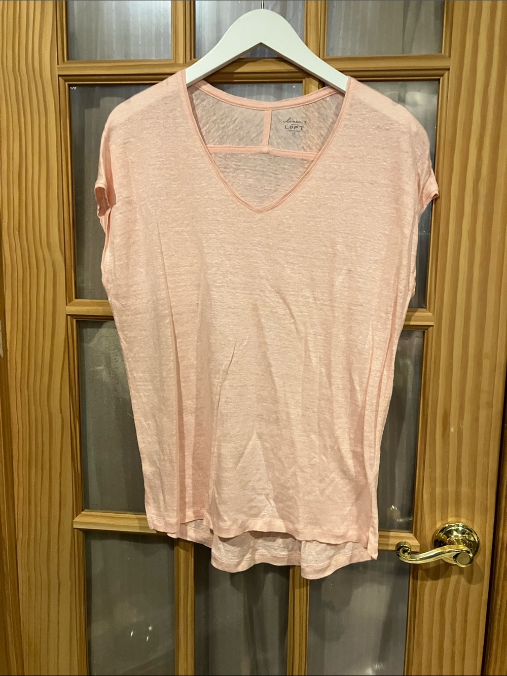 LOFT Soft V-Neck Short Sleeve Tee in Pale Pink